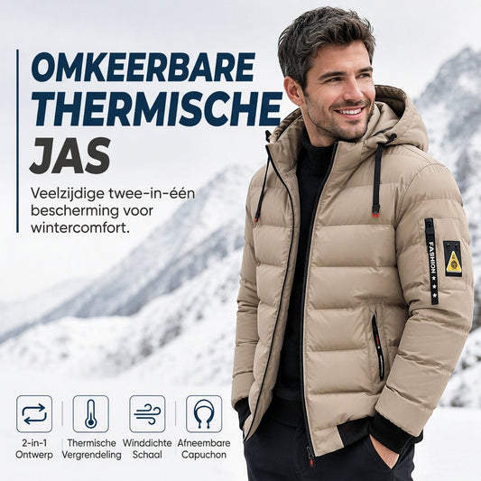 🔥Gratis verzending✈️Warme Omkeerbare Herenjas met Capuchon – 2-in-1 Jas voor Comfort, Warmte & Moderne Stijl