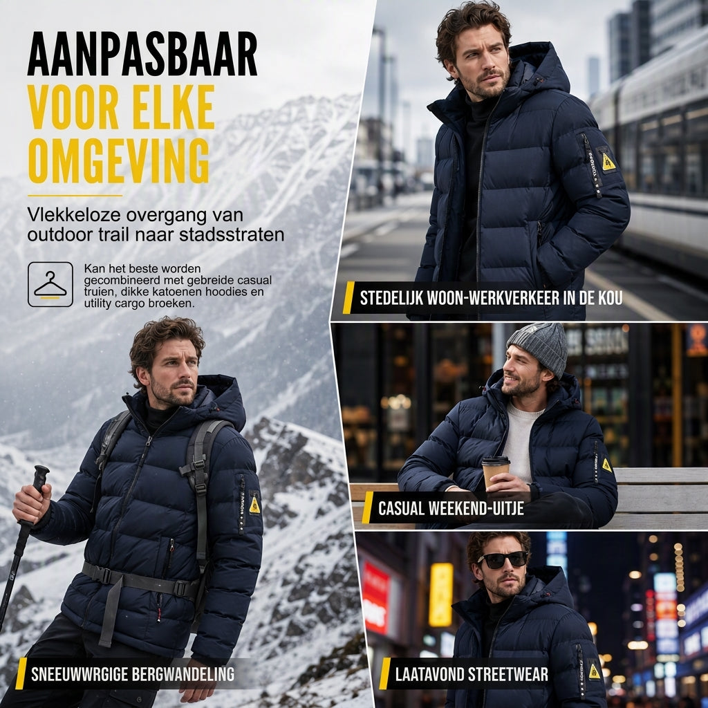 🔥Gratis verzending✈️Warme Omkeerbare Herenjas met Capuchon – 2-in-1 Jas voor Comfort, Warmte & Moderne Stijl