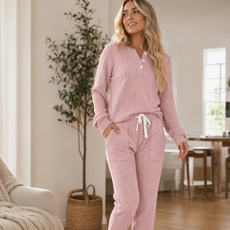 🔥Gratis verzending✈️Dames 2-Delige Set met Knooptop & Broek met Trekkoord – Comfortabele Casual Outfit voor Elke Dag