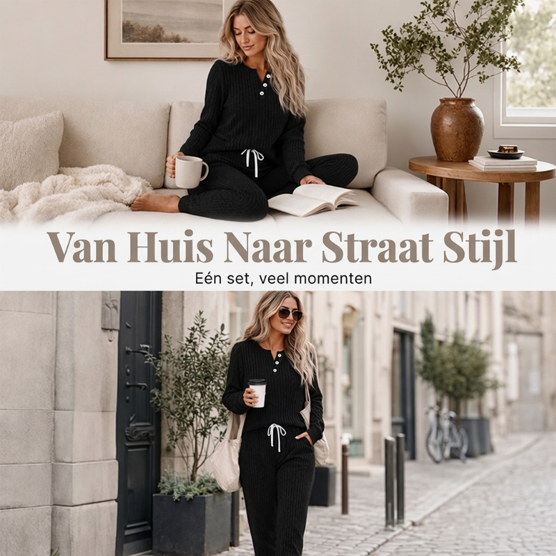 🔥Gratis verzending✈️Dames 2-Delige Set met Knooptop & Broek met Trekkoord – Comfortabele Casual Outfit voor Elke Dag