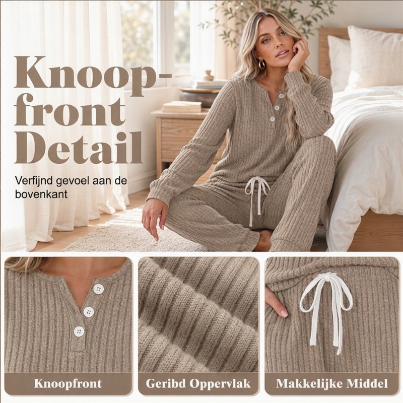 🔥Gratis verzending✈️Dames 2-Delige Set met Knooptop & Broek met Trekkoord – Comfortabele Casual Outfit voor Elke Dag