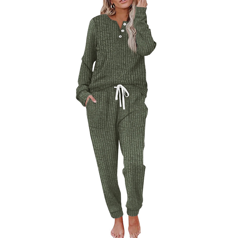 🔥Gratis verzending✈️Dames 2-Delige Set met Knooptop & Broek met Trekkoord – Comfortabele Casual Outfit voor Elke Dag
