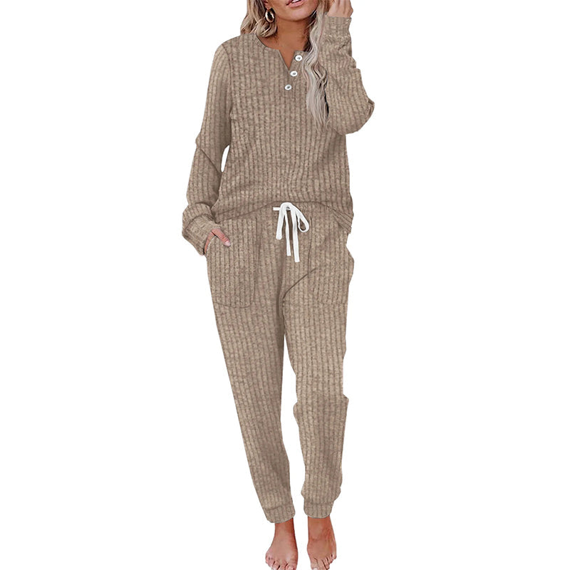 🔥Gratis verzending✈️Dames 2-Delige Set met Knooptop & Broek met Trekkoord – Comfortabele Casual Outfit voor Elke Dag