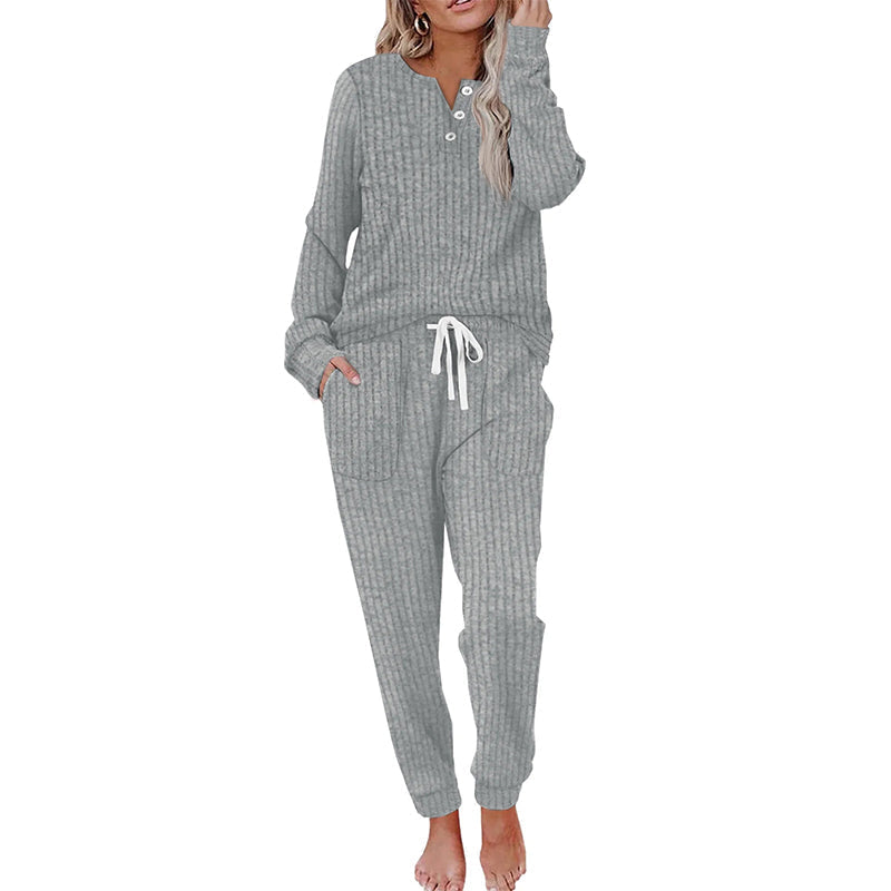 🔥Gratis verzending✈️Dames 2-Delige Set met Knooptop & Broek met Trekkoord – Comfortabele Casual Outfit voor Elke Dag