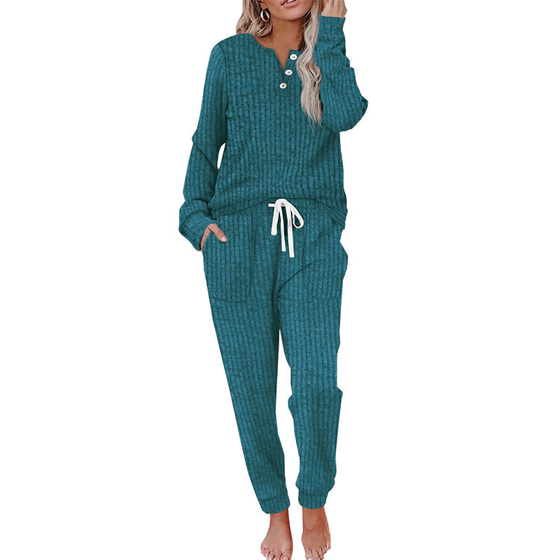 🔥Gratis verzending✈️Dames 2-Delige Set met Knooptop & Broek met Trekkoord – Comfortabele Casual Outfit voor Elke Dag