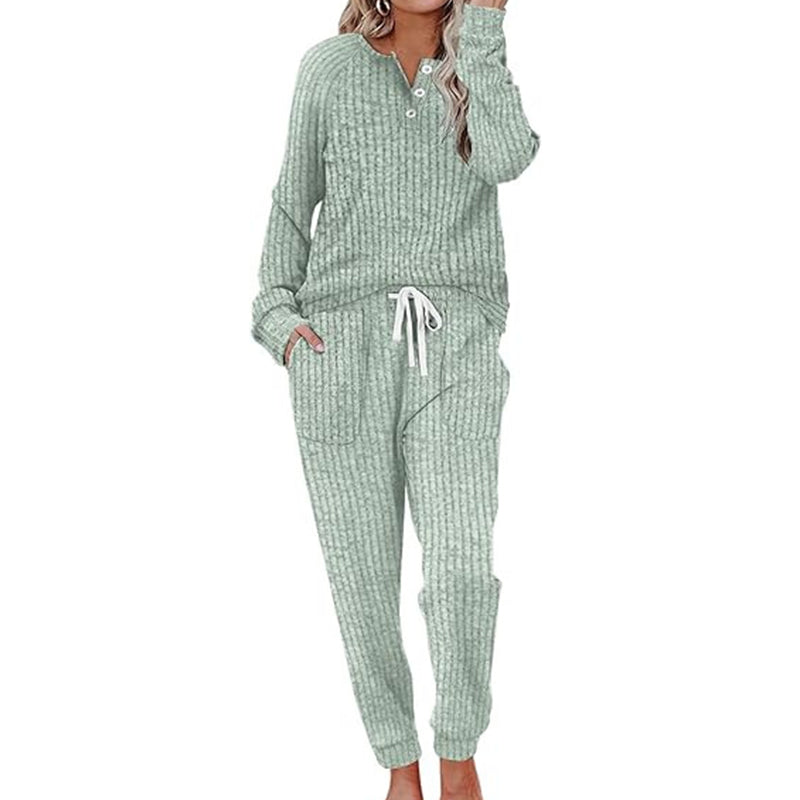 🔥Gratis verzending✈️Dames 2-Delige Set met Knooptop & Broek met Trekkoord – Comfortabele Casual Outfit voor Elke Dag