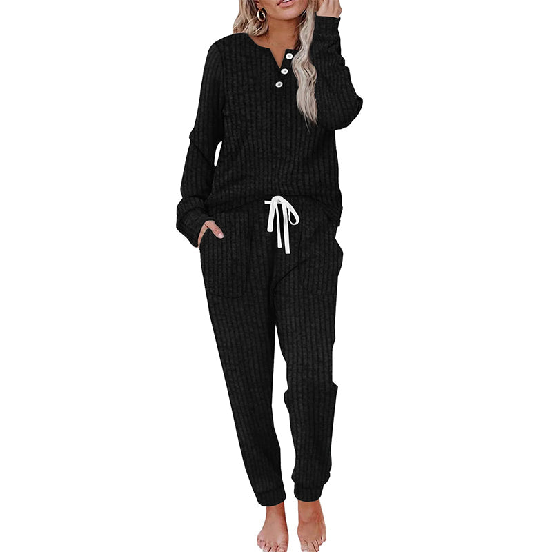 🔥Gratis verzending✈️Dames 2-Delige Set met Knooptop & Broek met Trekkoord – Comfortabele Casual Outfit voor Elke Dag