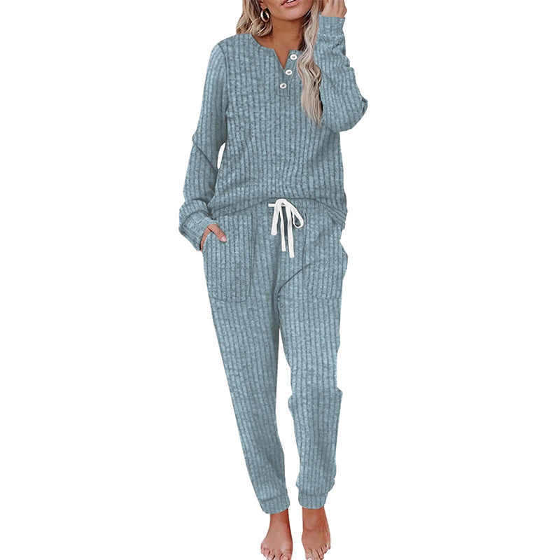 🔥Gratis verzending✈️Dames 2-Delige Set met Knooptop & Broek met Trekkoord – Comfortabele Casual Outfit voor Elke Dag