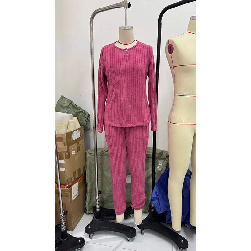 🔥Gratis verzending✈️Dames 2-Delige Set met Knooptop & Broek met Trekkoord – Comfortabele Casual Outfit voor Elke Dag