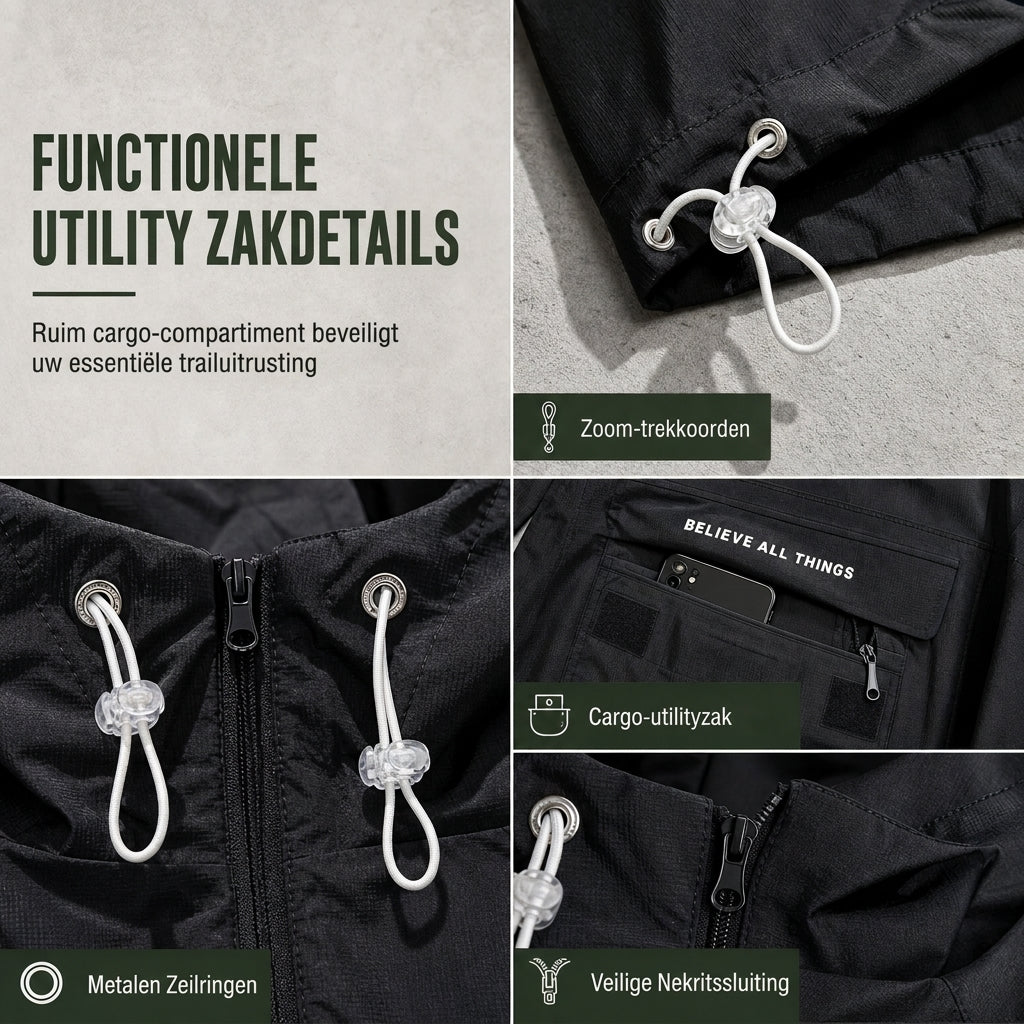 🔥Gratis verzending✈️Winddichte Outdoorjas met Capuchon voor Heren – Functionele Jas met Meerdere Zakken voor Wandelen