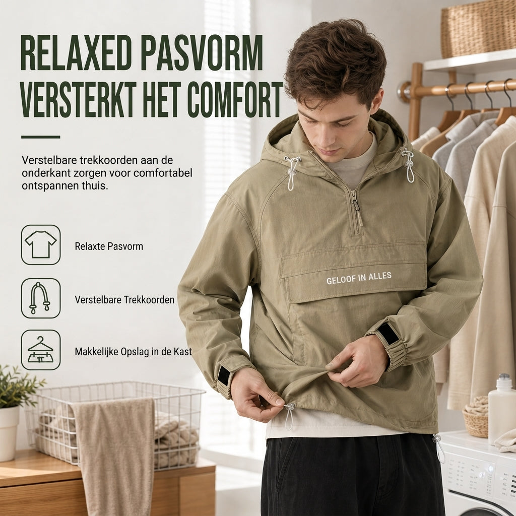 🔥Gratis verzending✈️Winddichte Outdoorjas met Capuchon voor Heren – Functionele Jas met Meerdere Zakken voor Wandelen