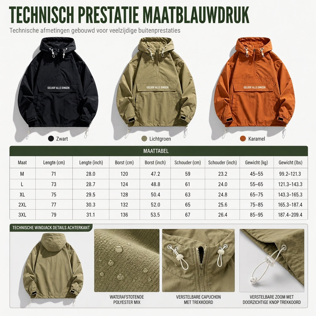 🔥Gratis verzending✈️Winddichte Outdoorjas met Capuchon voor Heren – Functionele Jas met Meerdere Zakken voor Wandelen