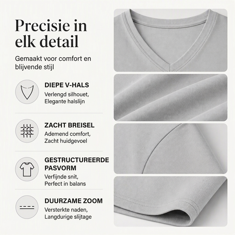 ✨ Nieuwe Collectie 💎 Casual Dames T-shirt met V-Hals en Lange Mouwen – Comfortabele Basic Top voor Elke Dag