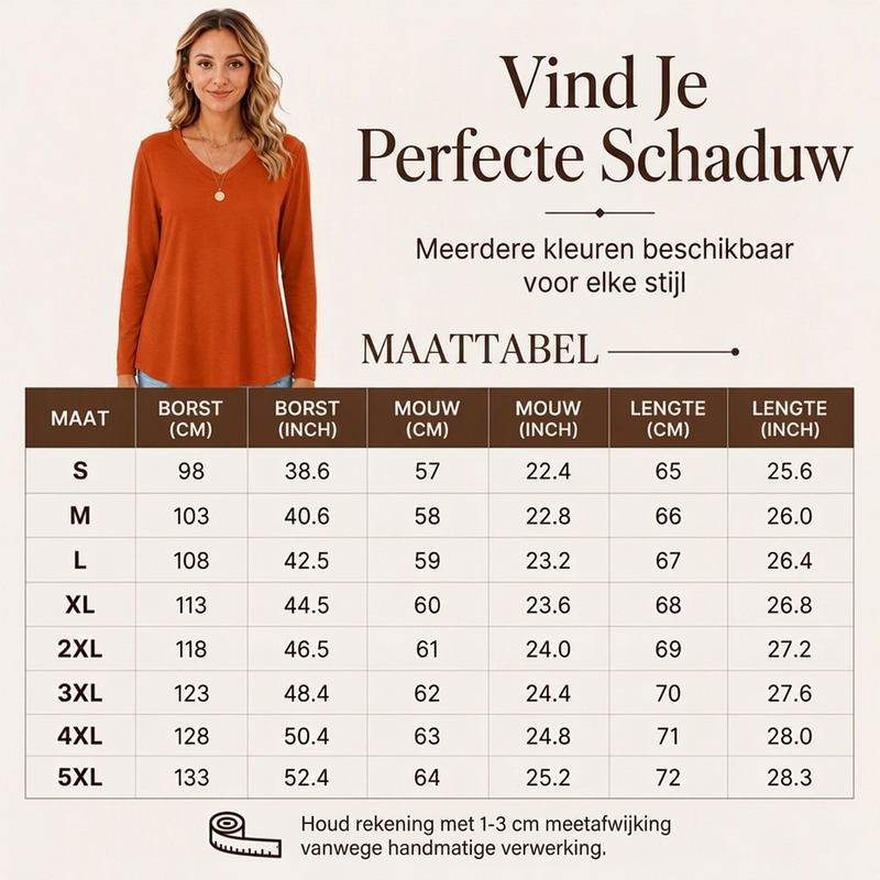 ✨ Nieuwe Collectie 💎 Casual Dames T-shirt met V-Hals en Lange Mouwen – Comfortabele Basic Top voor Elke Dag