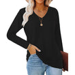 ✨ Nieuwe Collectie 💎 Casual Dames T-shirt met V-Hals en Lange Mouwen – Comfortabele Basic Top voor Elke Dag