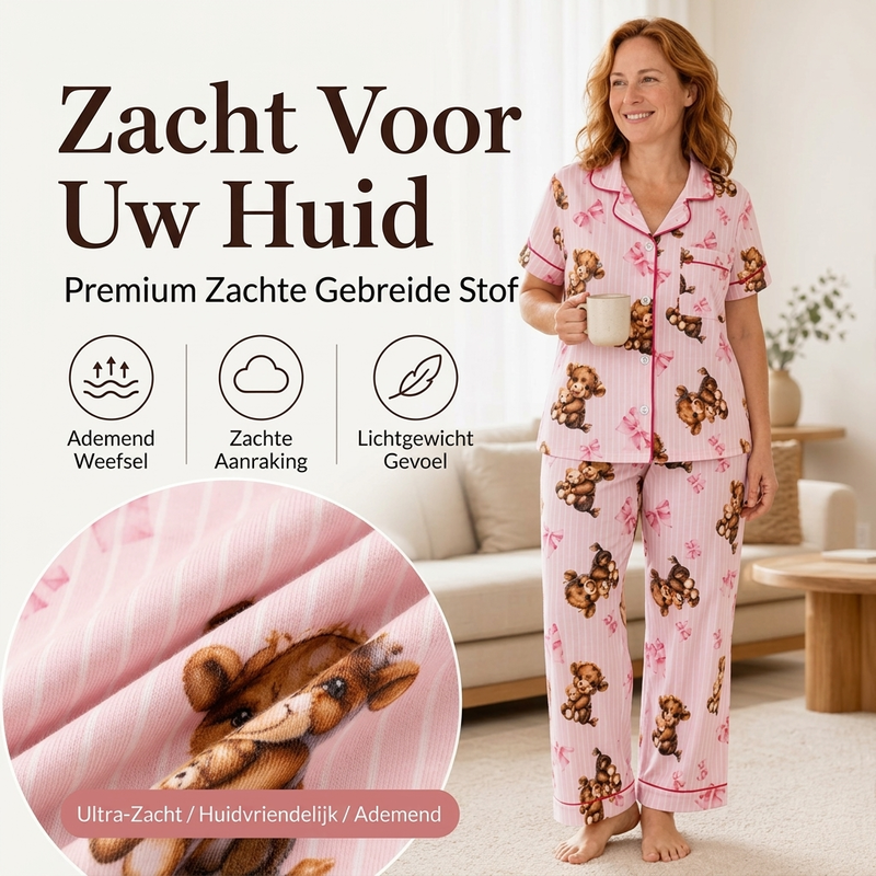🔥Gratis verzending✈️Dames 3-Delige Pyjamaset met Hooglander Koe Print – Zachte Warme Nachtkleding voor Comfortabele Avonden