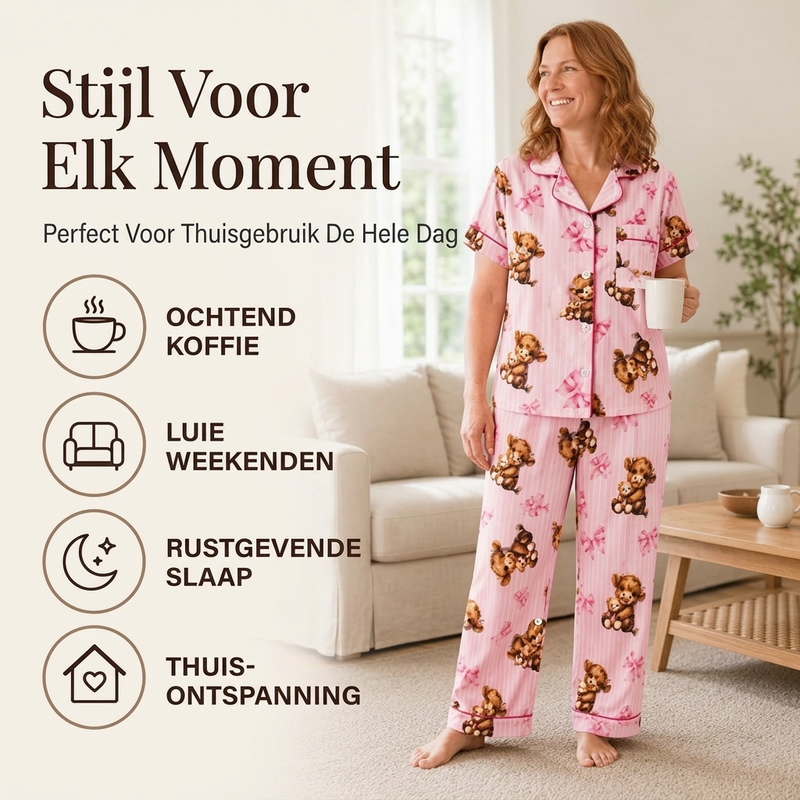 🔥Gratis verzending✈️Dames 3-Delige Pyjamaset met Hooglander Koe Print – Zachte Warme Nachtkleding voor Comfortabele Avonden