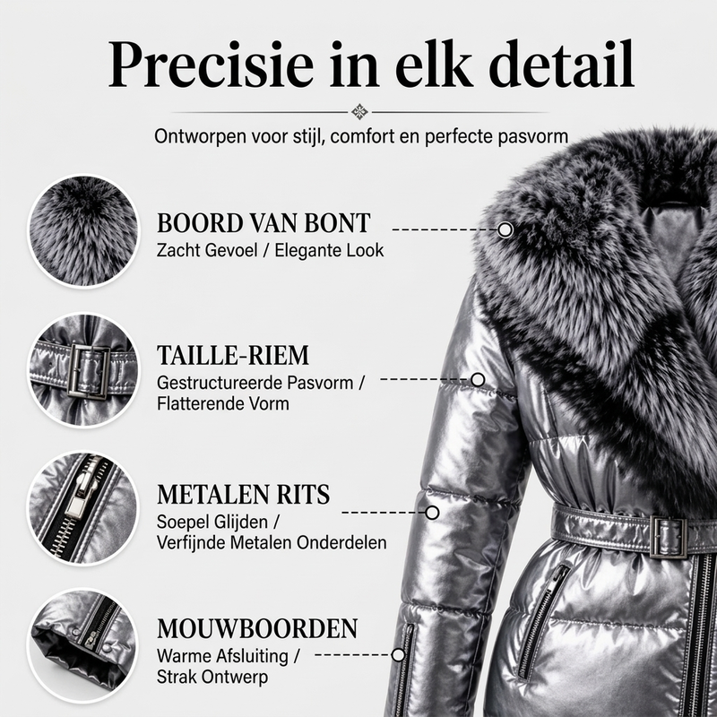🔥Gratis verzending✈️Damesjack met voering en imitatiebontkraag