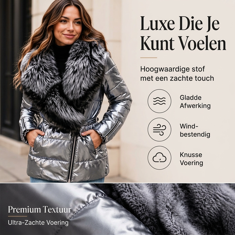 🔥Gratis verzending✈️Damesjack met voering en imitatiebontkraag