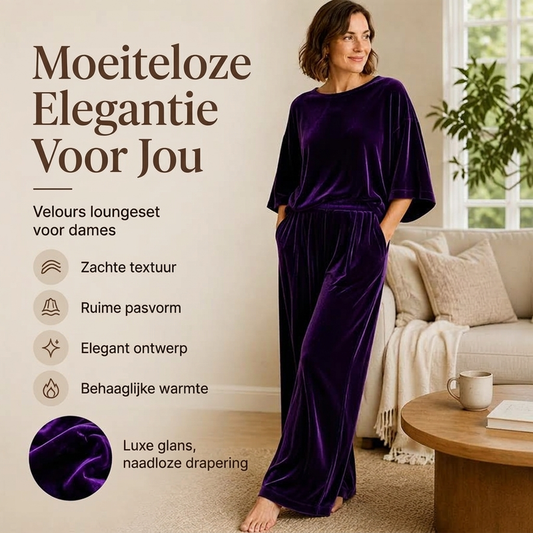 🔥Gratis verzending✈️Dames set van fluwelen top met halve mouwen en wijde pijpen broek