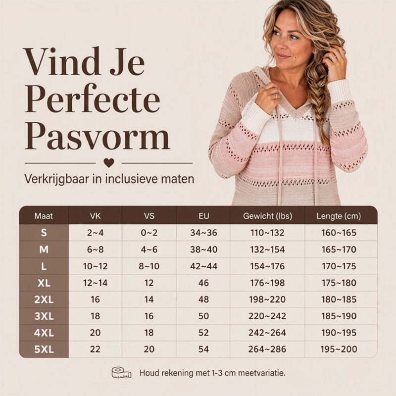 😍Dames Geblokte Uitgesneden Gebreide Hoodie