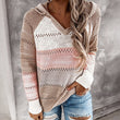 😍Dames Geblokte Uitgesneden Gebreide Hoodie