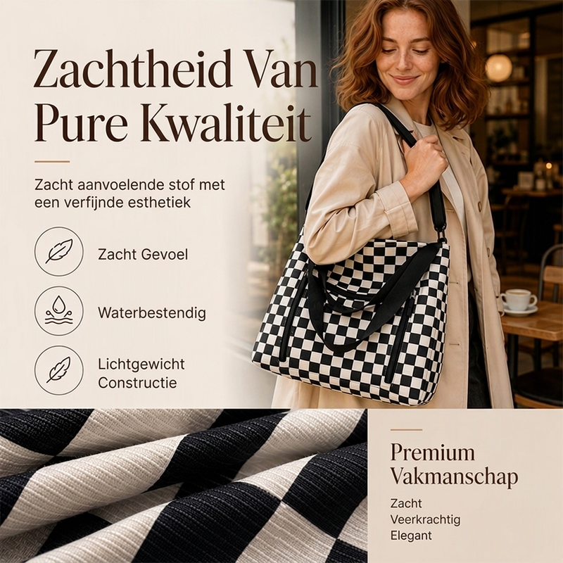 👜 Nieuwe Collectie ✨ Casual Grote Tote Tas met Ruitenpatroon – Ruime Handtas voor Dagelijks Gebruik & Stijl