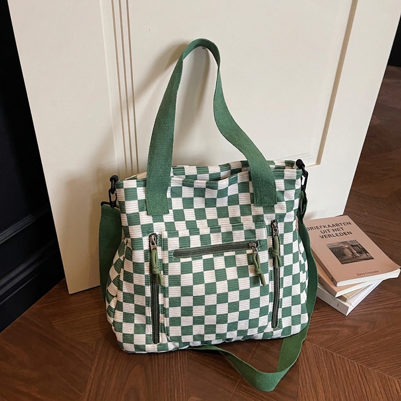 👜 Nieuwe Collectie ✨ Casual Grote Tote Tas met Ruitenpatroon – Ruime Handtas voor Dagelijks Gebruik & Stijl