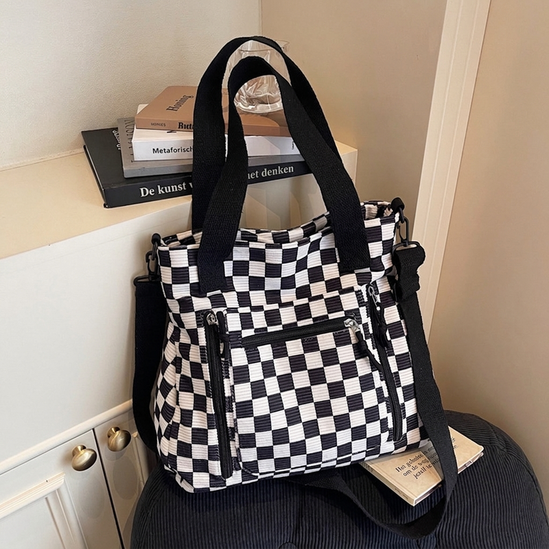 👜 Nieuwe Collectie ✨ Casual Grote Tote Tas met Ruitenpatroon – Ruime Handtas voor Dagelijks Gebruik & Stijl