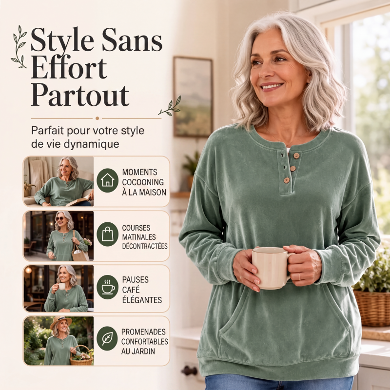 ⏳Totale uitverkoop⏳Goudkleurig fluwelen sweatshirt voor dames