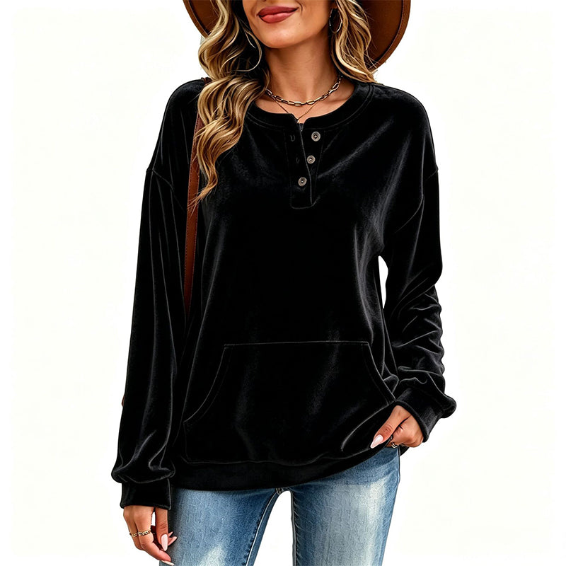 ⏳Totale uitverkoop⏳Goudkleurig fluwelen sweatshirt voor dames