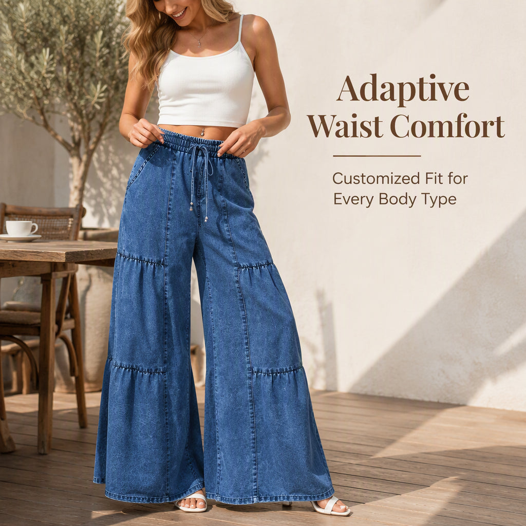 🔥Gratis verzending✈️Denimbroek met hoge taille en wijde pijpen voor dames