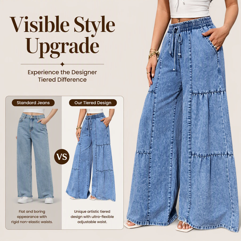 🔥Gratis verzending✈️Denimbroek met hoge taille en wijde pijpen voor dames