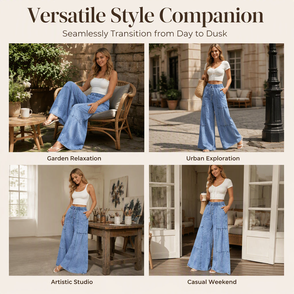 🔥Gratis verzending✈️Denimbroek met hoge taille en wijde pijpen voor dames