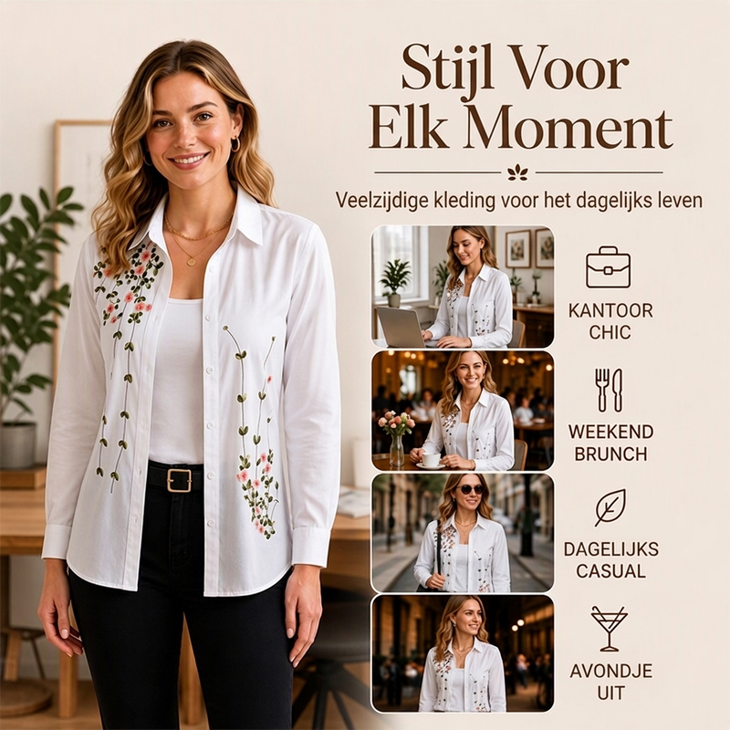 🌸 Nieuwe Collectie ✨ Dames Bloemenprint Blouse met Lange Mouwen – Elegante Casual Top voor een Vrouwelijke Look