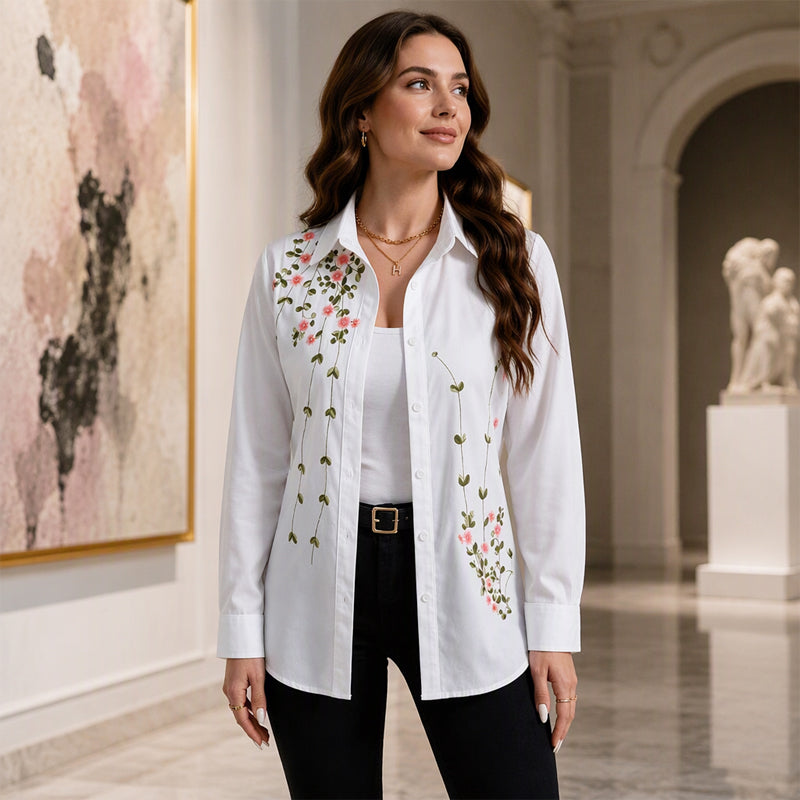 🌸 Nieuwe Collectie ✨ Dames Bloemenprint Blouse met Lange Mouwen – Elegante Casual Top voor een Vrouwelijke Look