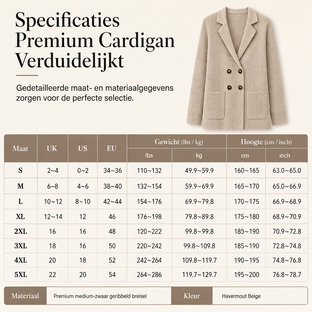 🔥Gratis verzending✈️Dames Geribbelde Gebreide Cardigan met Dubbele Rij Knopen – Lange Vest met Zakken & Reverskraag
