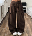 🔥Gratis verzending✈️Dames High Waist Baggy Cargo Broek met Wijde Pijpen – Comfortabele Utility Broek met Zakken & Relaxte Pasvorm
