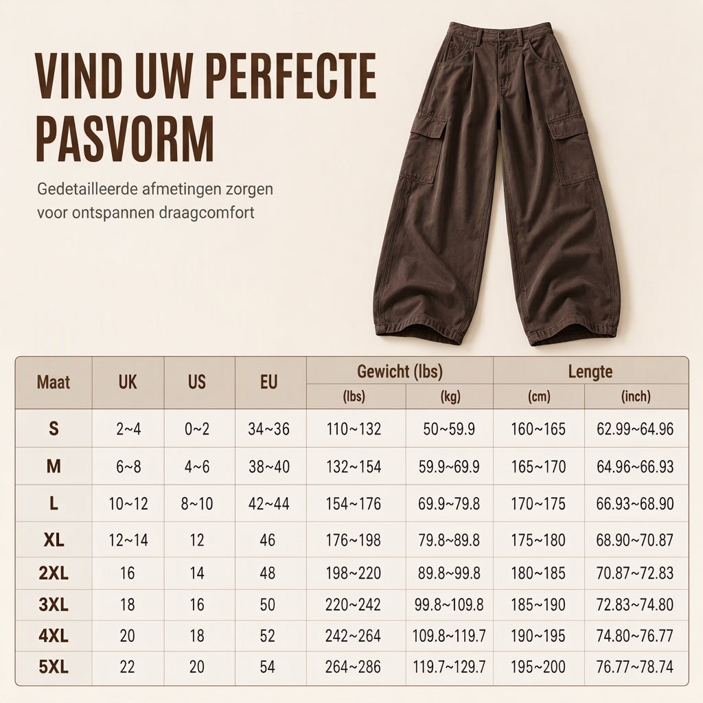 🔥Gratis verzending✈️Dames High Waist Baggy Cargo Broek met Wijde Pijpen – Comfortabele Utility Broek met Zakken & Relaxte Pasvorm