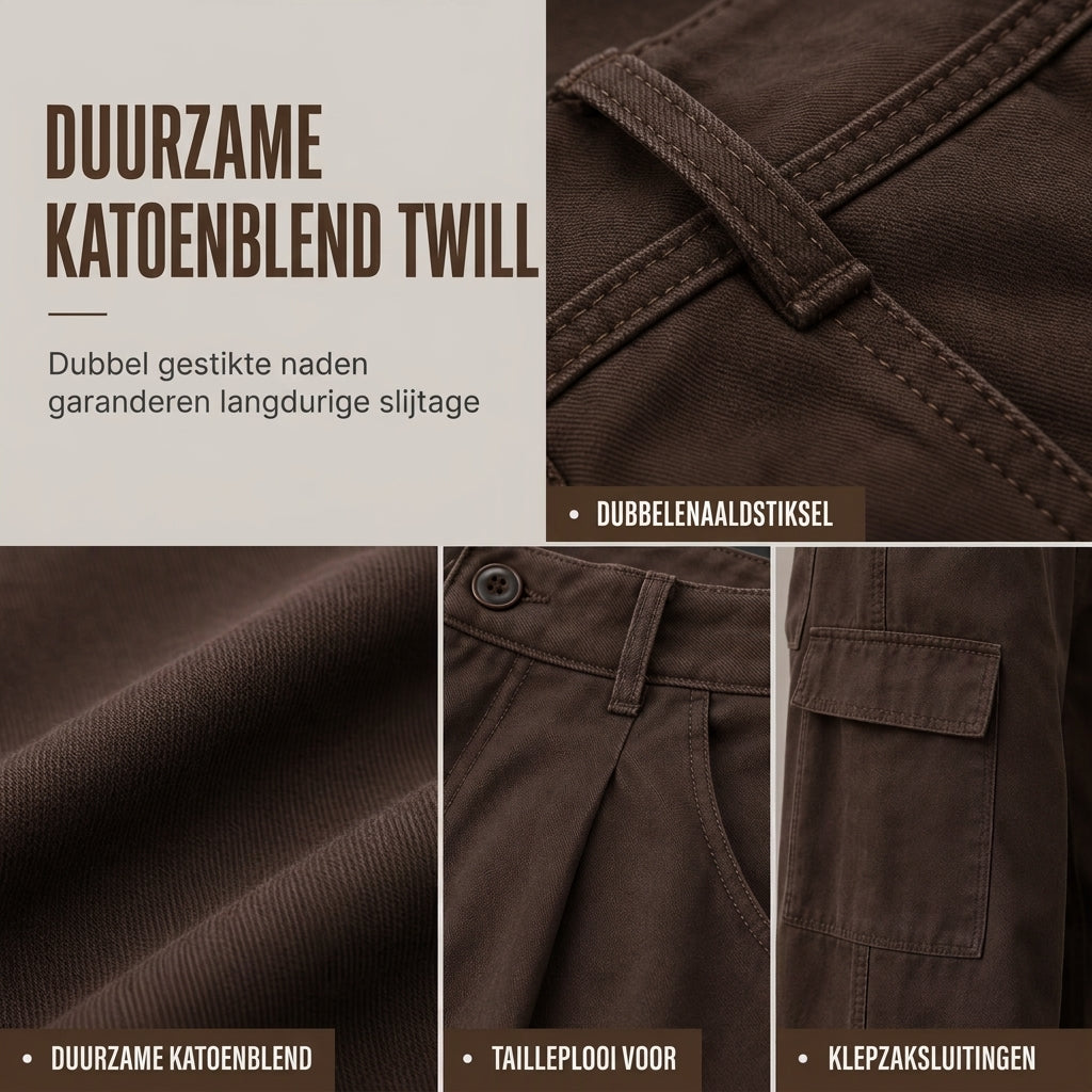 🔥Gratis verzending✈️Dames High Waist Baggy Cargo Broek met Wijde Pijpen – Comfortabele Utility Broek met Zakken & Relaxte Pasvorm