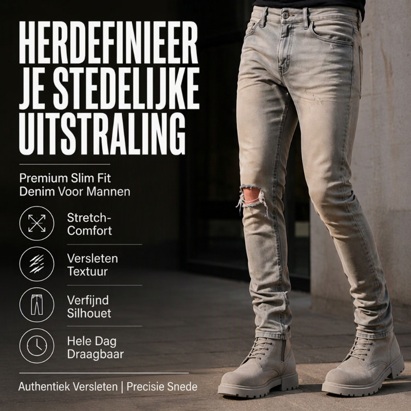 🔥Gratis verzending✈️Heren trendy gescheurde slim-fit jeans