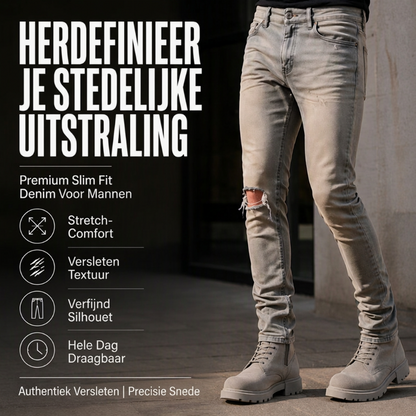 🔥Gratis verzending✈️Heren trendy gescheurde slim-fit jeans