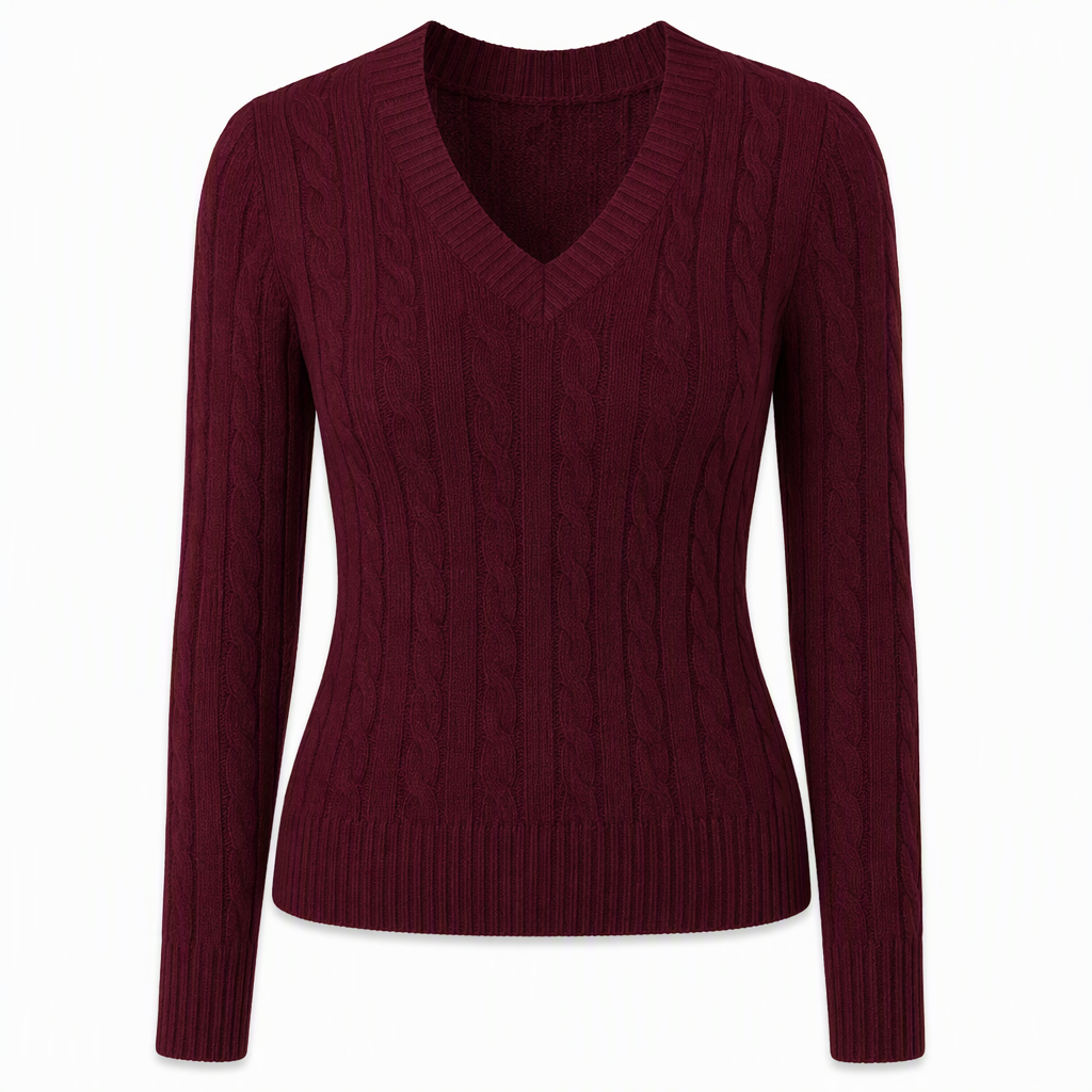 😍Dames V-hals Kabelbrei Trui Lange Mouwen Zacht Warm Gebreide Pullover