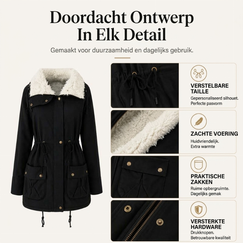 Warme midlange sherpajas voor dames