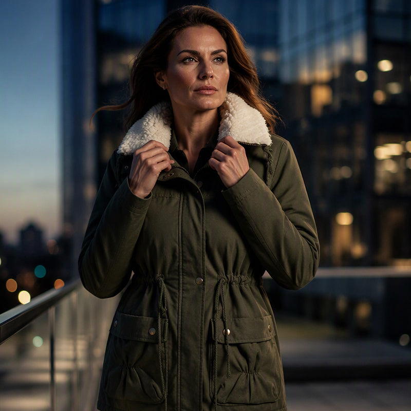 Warme midlange sherpajas voor dames