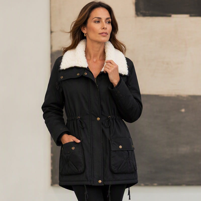Warme midlange sherpajas voor dames