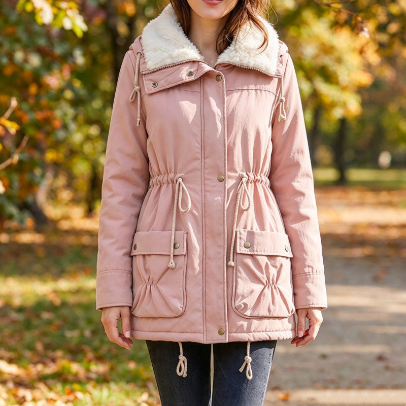Warme midlange sherpajas voor dames