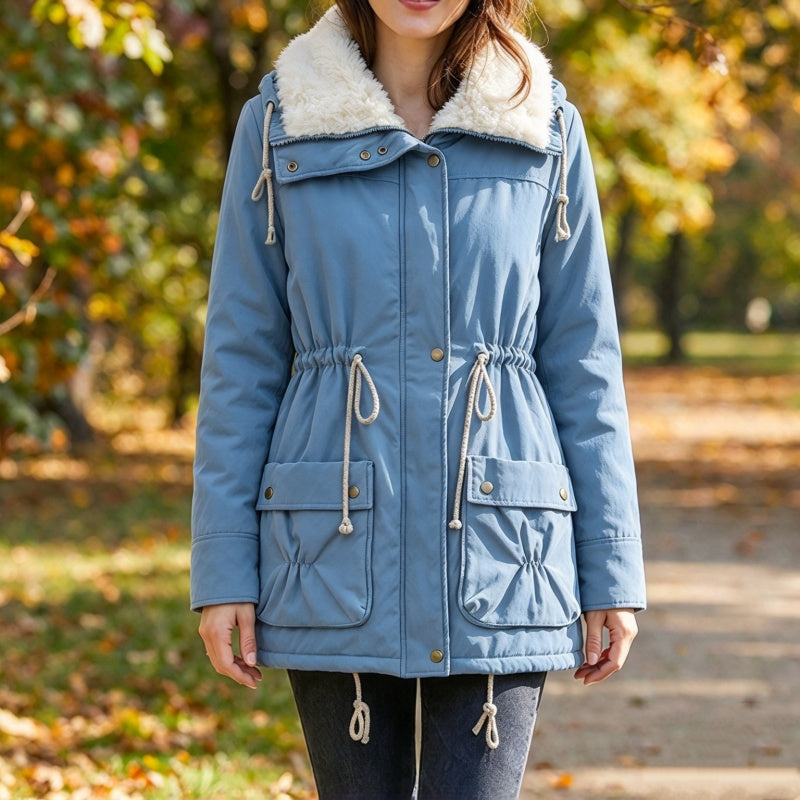 Warme midlange sherpajas voor dames