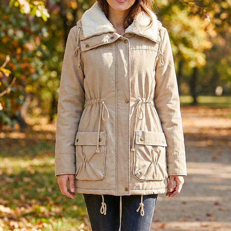 Warme midlange sherpajas voor dames