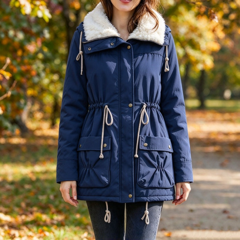 Warme midlange sherpajas voor dames